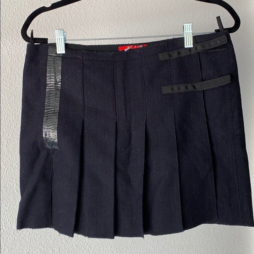 Prada wrap short wool skirt